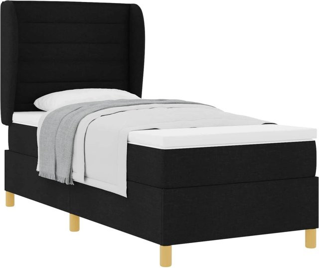 vidaXL Boxspringbett mit Matratze in Schwarz aus Stoff, B/T/H: 90 x 190 cm - Bild 1