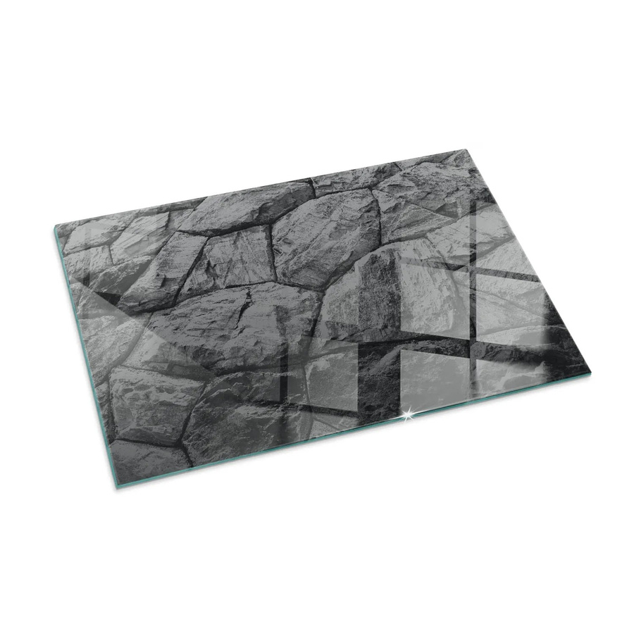 Tulup Glasplatte für Kamin in Grau mit Natursteinmuster, B/B: 100 x 70 cm - Bild 2