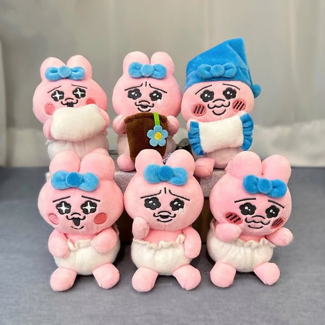 Bandai Opanchu Usagi, Hasen-Taschenanhänger-Puppe, Rosa / Pink, Plüsch / Textil - Bild 1