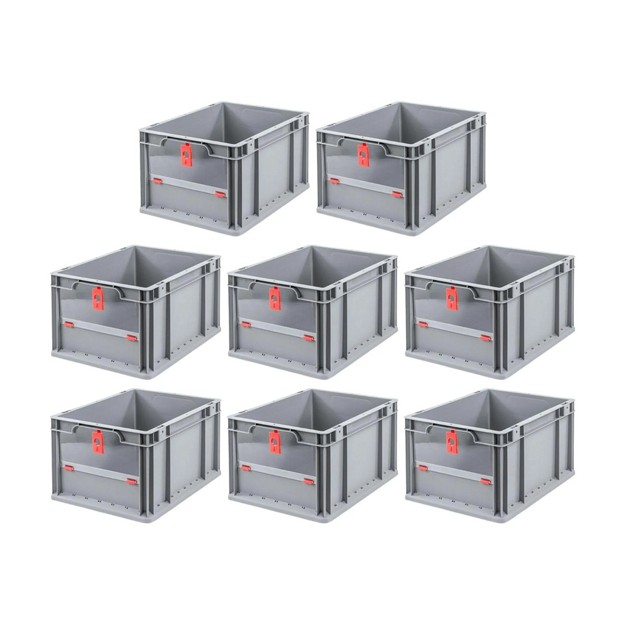 PROREGAL SuperSparSet 8x Eurobox NextGen Insight Cover Eurobehälter Transportbox, Farbe: Rot, H x B x T: 22 x 30 x 40 cm, 20 Liter - Bild 2