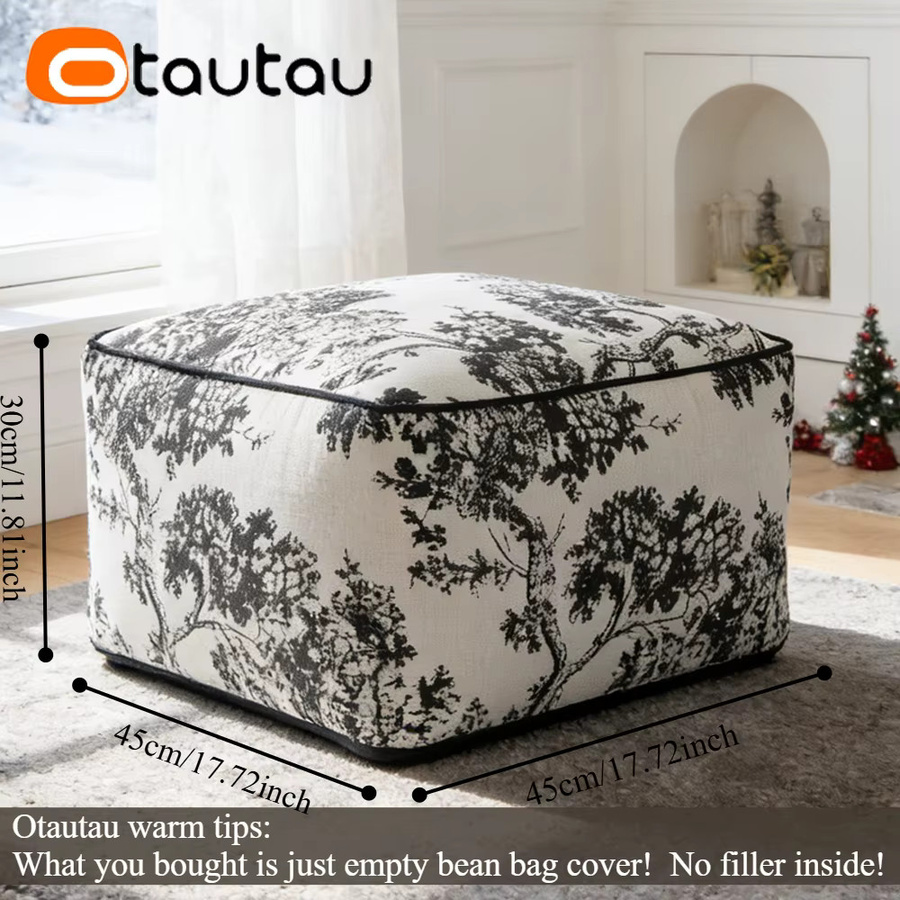OTAUTAU 3D-Chenille Sitzsack Pouf Ottomane JD041 Multicolour Floral ohne Füllung - Bild 3
