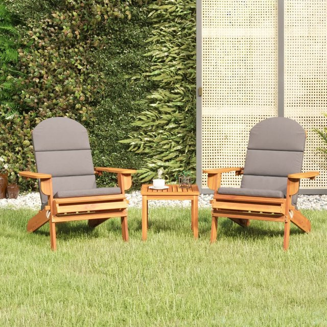 vidaXL 3-tlg Garten-Lounge-Set Adirondack aus Akazien-Massivholz in Dunkelgrau - Bild 2