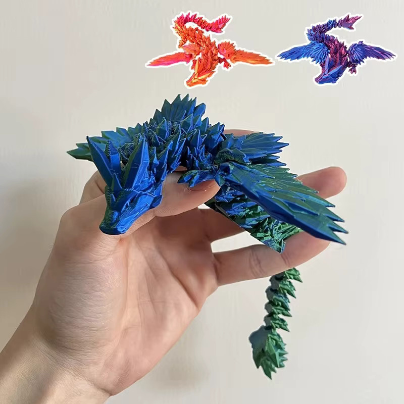 WHPHous Beweglicher 3D-gedruckter Drache im westlichen Stil als artikuliertes Modell und Deko-Ornament für deinen Schreibtisch - Bild 1