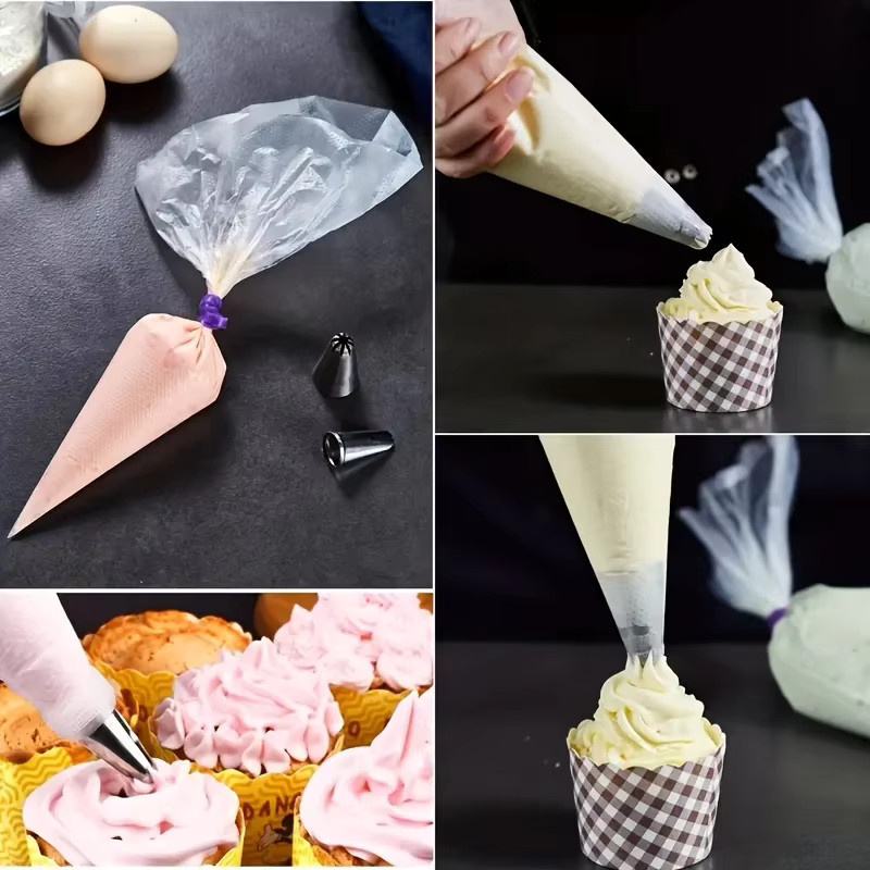 XMSJ Einweg-Spitzbeutel aus transparentem Kunststoff, 100 Stück, extra starke und auslaufsichere Spritzbeutel zum Backen und Dekorieren - Bild 2