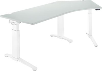 Schäfer Shop Genius ERGOSTYLE S Eckschreibtisch elektrisch höhenverstellbar, lichtgrau/weiß, B: 216,5 cm, T: 80 cm, H: 71,5-118,2 cm - Bild 1