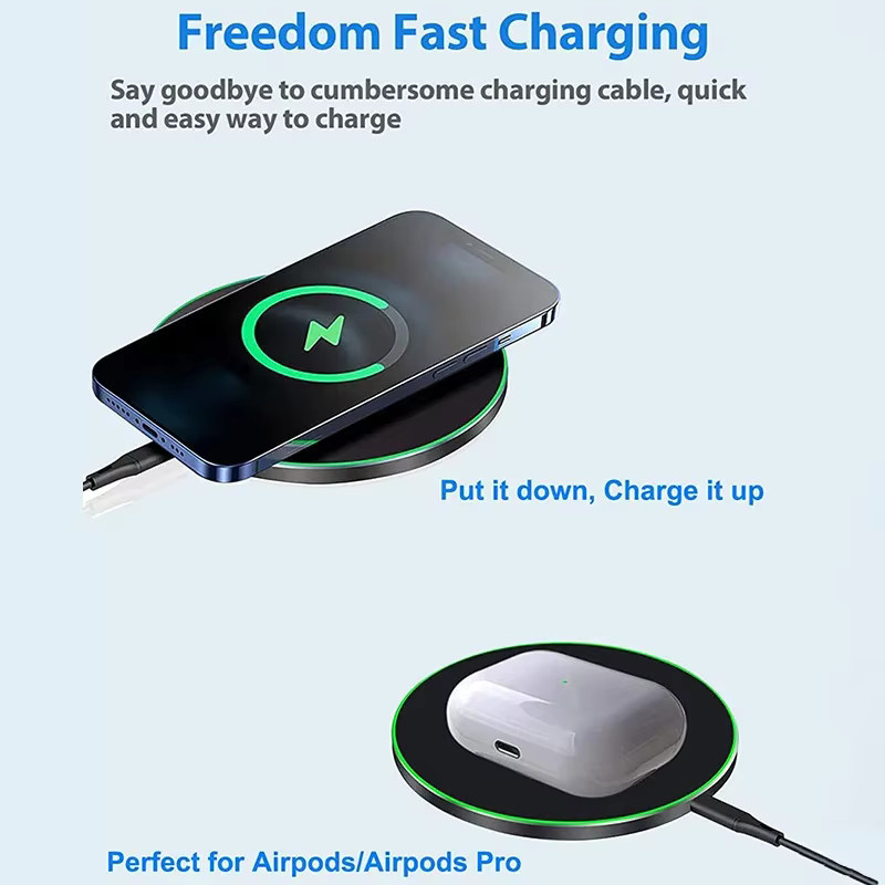 VIKEFON Kabelloses USB-C-Ladegerät mit QC 3.0 Schnellladefunktion für iPhone und Samsung in Schwarz und Silber - Bild 4