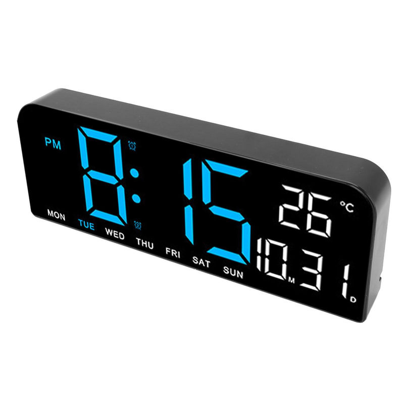 Tooarts Digitaler Wecker mit LED-Display, Wanduhr und Schreibtischuhr in Schwarz mit Temperatur-, Datums- und Wochenanzeige - Bild 2