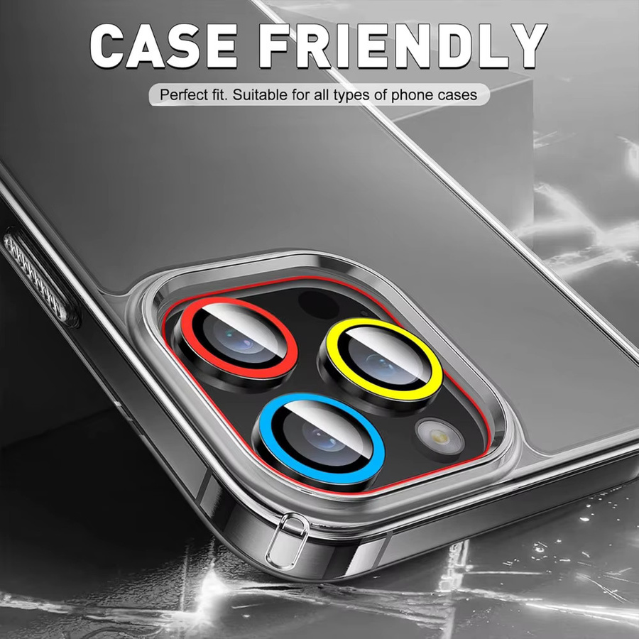 NNBILI 9 Stück leuchtender Kameraobjektivschutz für iPhone 17 Pro Max, 17 Air, 17, 16 Pro Max, 16E, 15, 14, 13, 12, 11 Serie in Multicolor - Bild 6