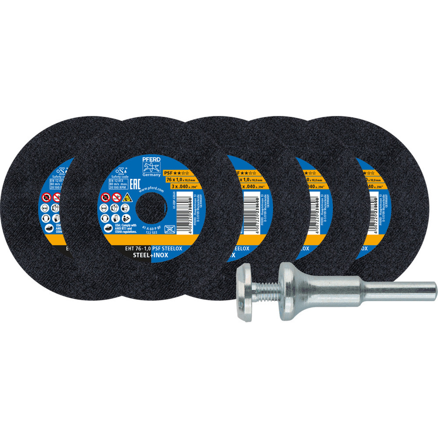 PFERD Tools Trennscheiben-Set PSF STEELOX für Stahl und Edelstahl, 6 Stück, Durchmesser: 76 mm, Breite: 1,0 mm, Bohrung: 10 mm, Farbe: Schwarz - Bild 2