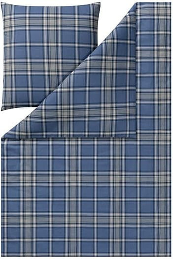 Estella Bettwäsche Quirin aus Kuschelflanell in Blau mit Karomuster für Erwachsene - Bild 1