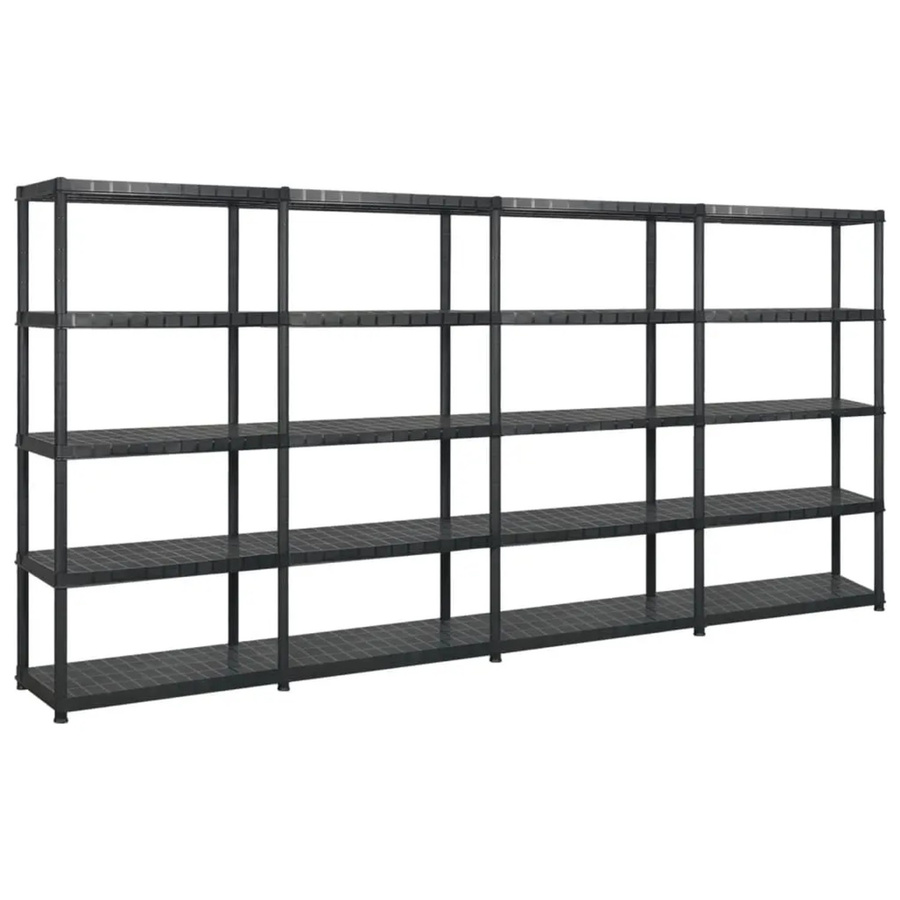 vidaXL Lagerregal aus Kunststoff mit 5 Böden in Schwarz, B/T/H: 340 x 40 x 185 cm - Bild 2