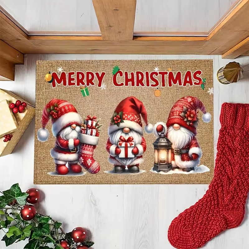 VIKAMA Weihnachts-Willkommens-Fußmatte mit Gartenzwerg-Design für die festliche Dekoration im Innen- und Außenbereich - Bild 2