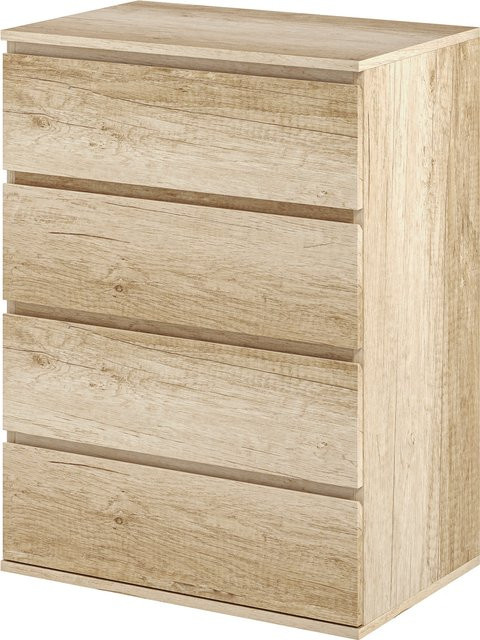 HOMCOM Kommode mit 4 Schubladen in Naturholz, minimalistisches Aufbewahrungsmöbel mit Soft-Close-Funktion für Schlafzimmer und Wohnzimmer, B/T/H: 60 x 40 x 80 cm - Bild 1