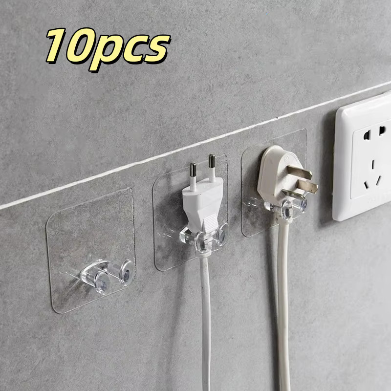 Transparente Wandhaken aus PVC für Steckdosen und Kabel zur ordentlichen Aufbewahrung in Küche und Bad - Bild 4