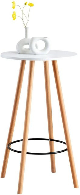 DELUKE Stehtisch REJA Rund im Skandinavischen Design, Weiß, Durchmesser: 60 cm, Höhe: 107 cm - Bild 1