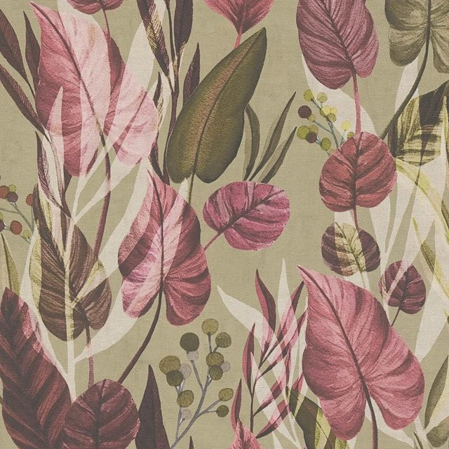 PROFHOME Natur Tapete Floral Matt in Oliv, Rosa und Creme, B: 0,53 m x L: 10,05 m - Bild 1
