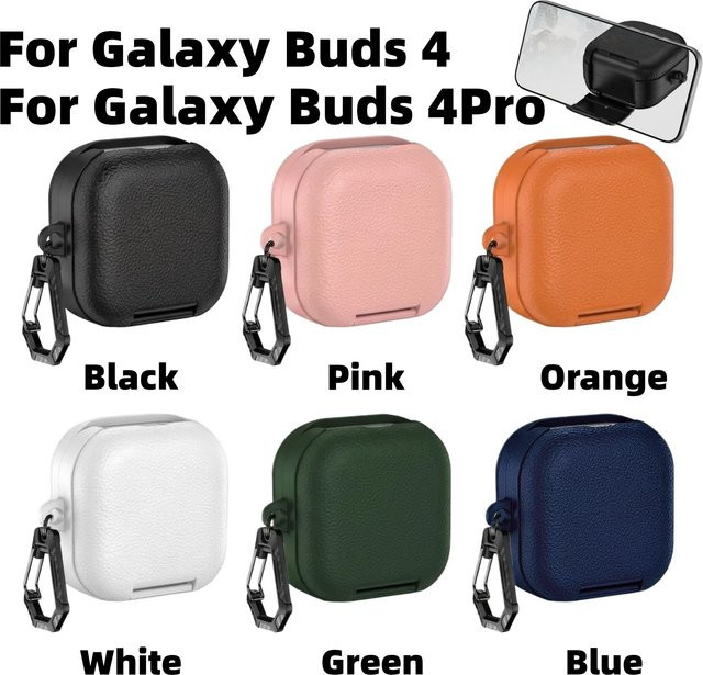 Samsung Schutzhülle für Galaxy Buds 4 und Galaxy Buds 4 Pro in Blau mit Leder-Textur - Bild 1