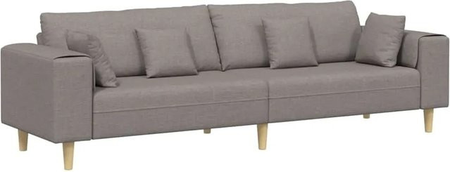 vidaXL Sofa mit Kissen in Taupe, modernes Polstersofa aus Stoff für dein Wohnzimmer, B/T/H: 250 x 77 x 76 cm - Bild 1