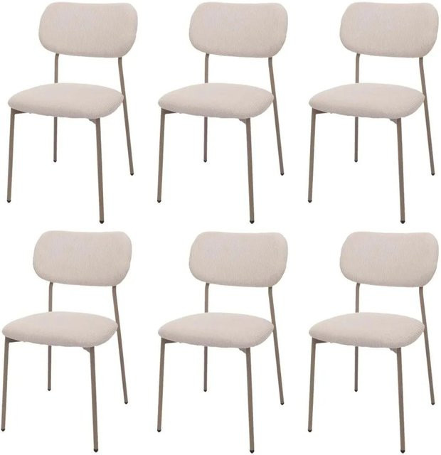 MCW Esszimmerstuhl O26 6er-Set Beige mit Stoffbezug und Metallgestell - Bild 1