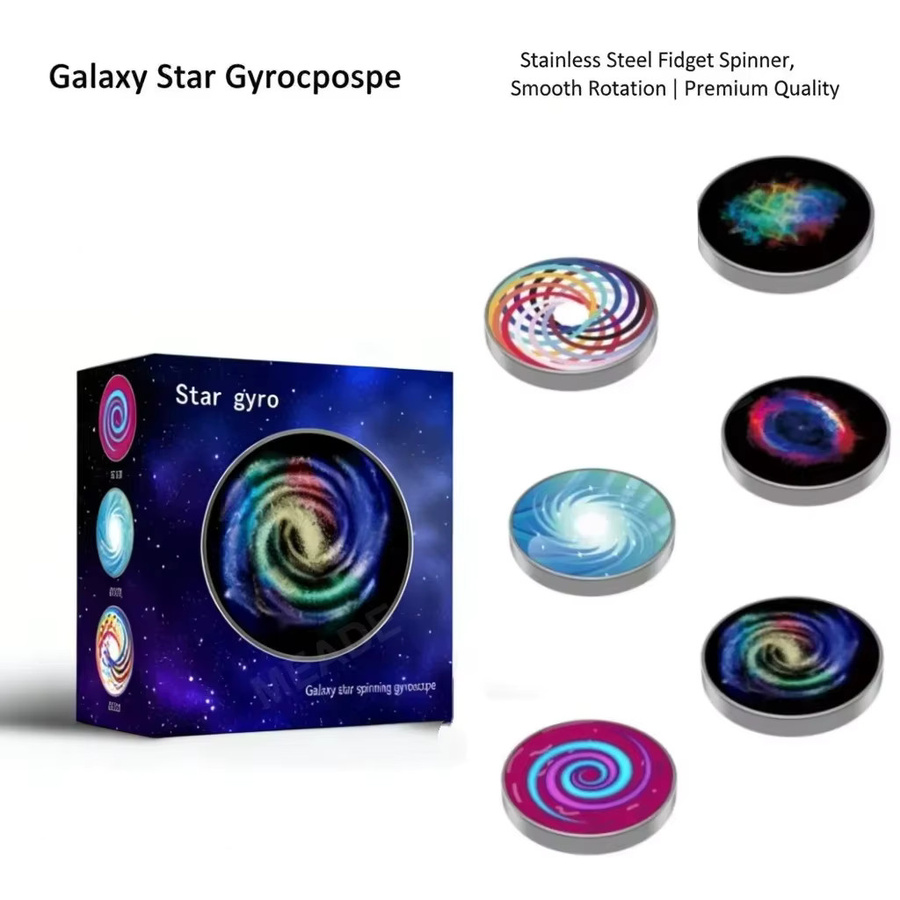 Meade Edelstahl Dekompressions-Kreisel-Spielzeug, Metall-Fingerspitzen-Kreisel, rotierender Galaxie-Stern-Kreisel, 1-teiliges Set - Bild 2