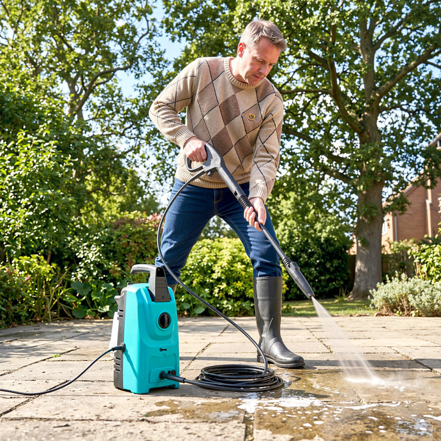 Outsunny Elektrischer Hochdruckreiniger in Blau mit 1500 W, 120 bar und Aluminium-Pumpe für Auto, Haushalt und Garten - Bild 2