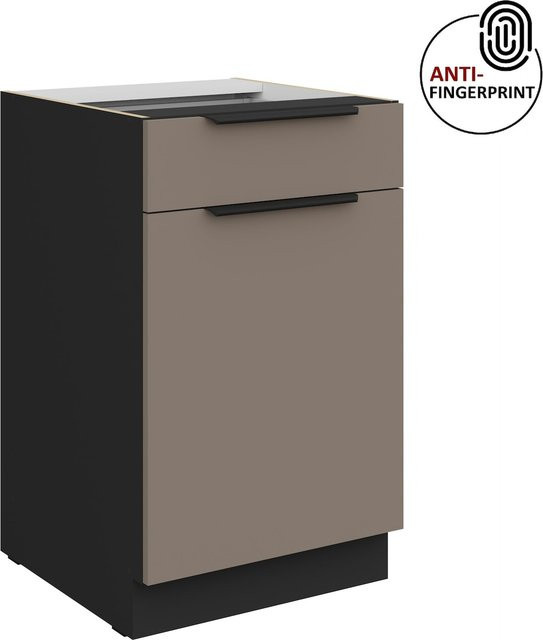 Küchenunterschrank ARIA in Sandgrau matt mit Anti-Fingerprint-Beschichtung, Breite: 50 cm - Bild 1