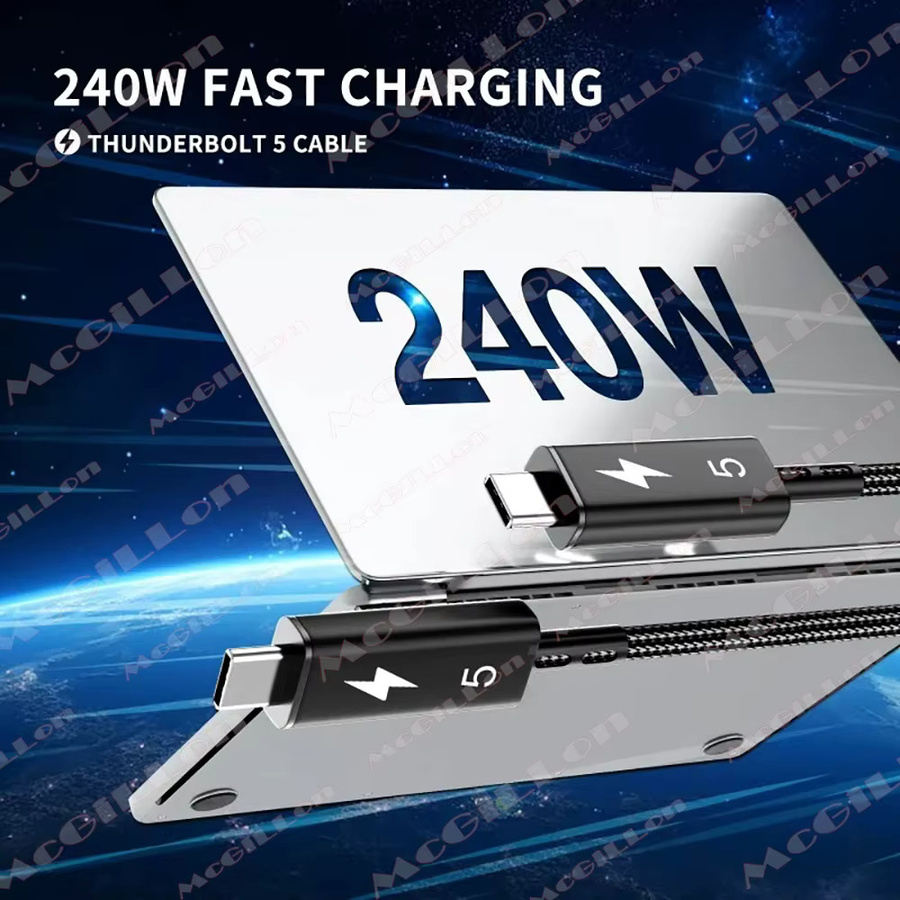 MCGILLON Thunderbolt 5 USB-C Datenkabel in Schwarz mit 120Gbps Übertragungsrate, PD 240W Schnellladefunktion und 16K Unterstützung, kompatibel mit Thunderbolt 4 und USB5 - Bild 3