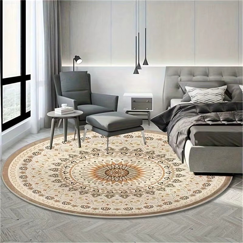 VIKAMA Vintage Boho Teppich Rund, Beige, Durchmesser: 80 cm - Bild 2