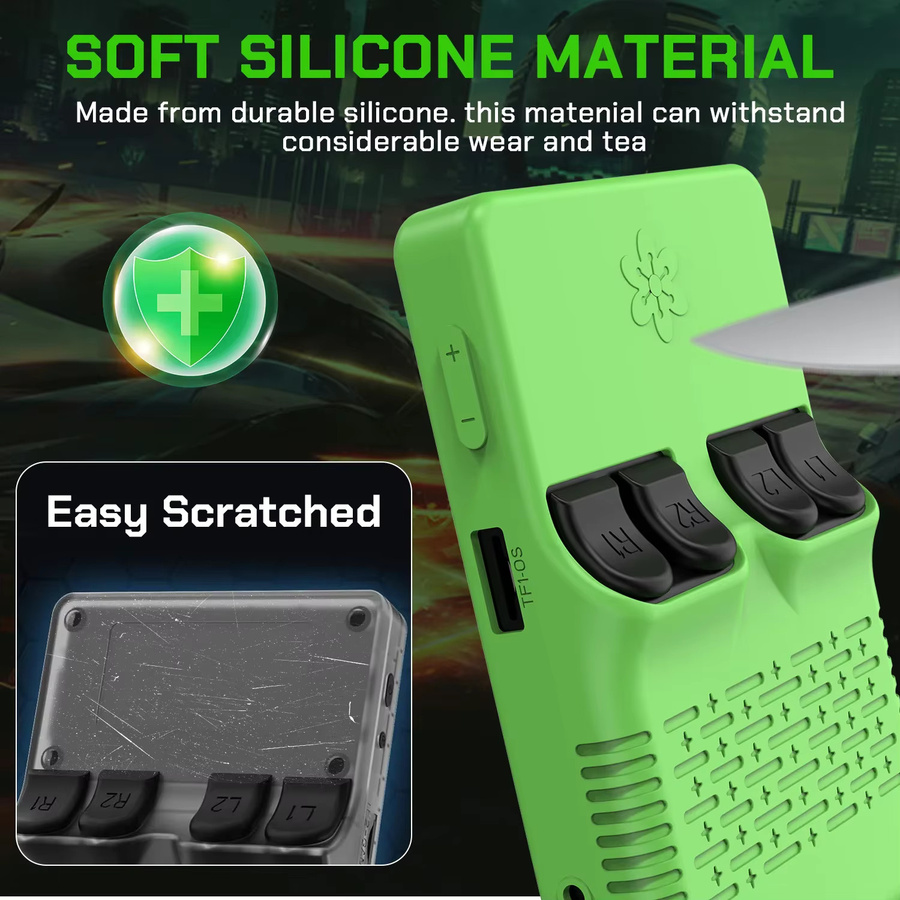 ONETOMAX Silikonhülle für R36S Handheld-Spielkonsole in Schwarz mit Trageband und kratzfestem Schutz - Bild 1