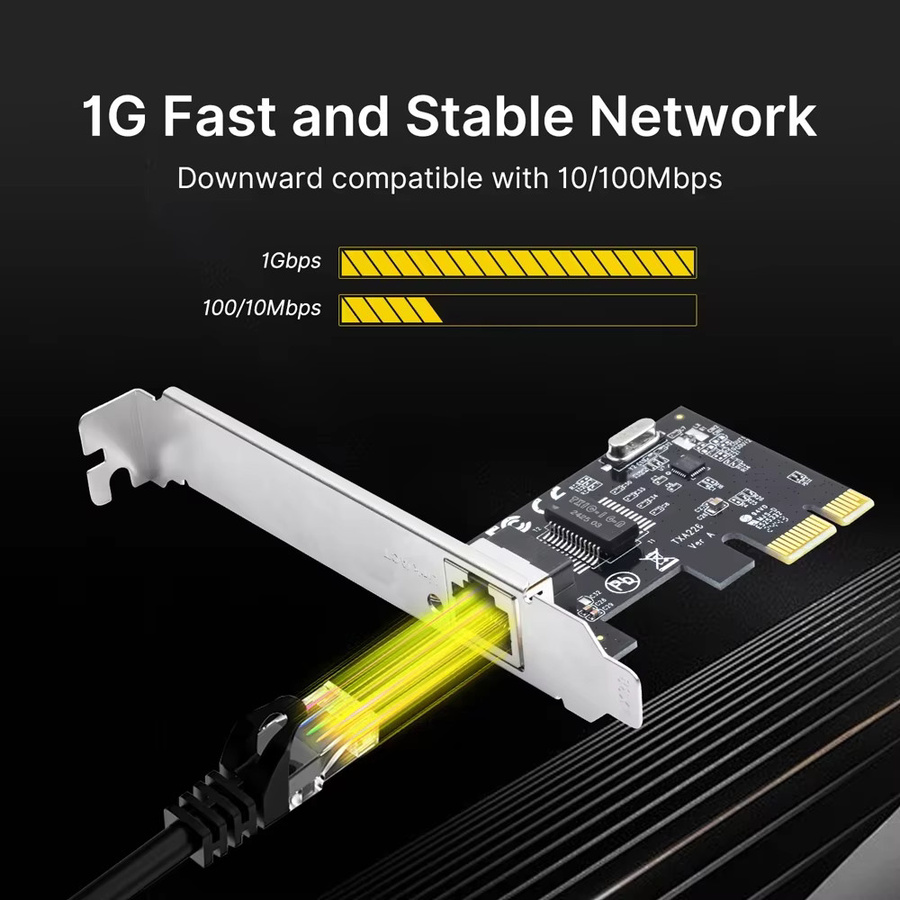 DERAPID Gigabit-Ethernet-PCIe-Netzwerkkarte mit RTL8111H Chip, 10/100/1000Mbps RJ45 LAN-Adapter für Desktop-PC, kompatibel mit Windows 10/11 Pro - Bild 2