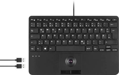 Perixx PERIBOARD-526 H DE USB Tastatur mit Trackball und USB-Hub, QWERTZ Layout, Schwarz - Bild 1