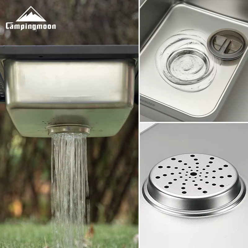 CAMPINGMOON CK-26 IGT Multifunktionales Outdoor-Camping-Waschbecken aus 304 Edelstahl in Silber, B/T/H: 35,5 x 25,0 x 11,2 cm - Bild 5
