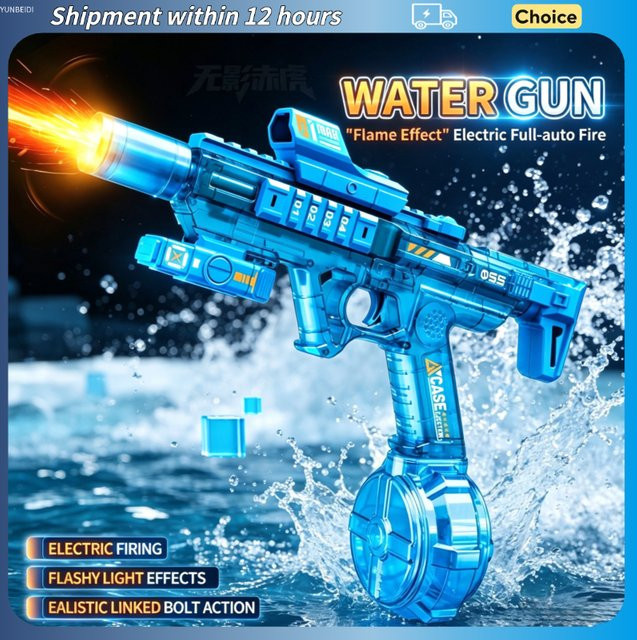 YUNBEIDI Elektrische Wasserpistole mit Blitzlicht, Blau - Bild 1