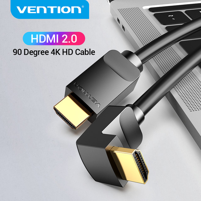Vention 4K HDMI 2.0 Kabel mit 90 Grad Winkeladapter in Schwarz - Bild 1