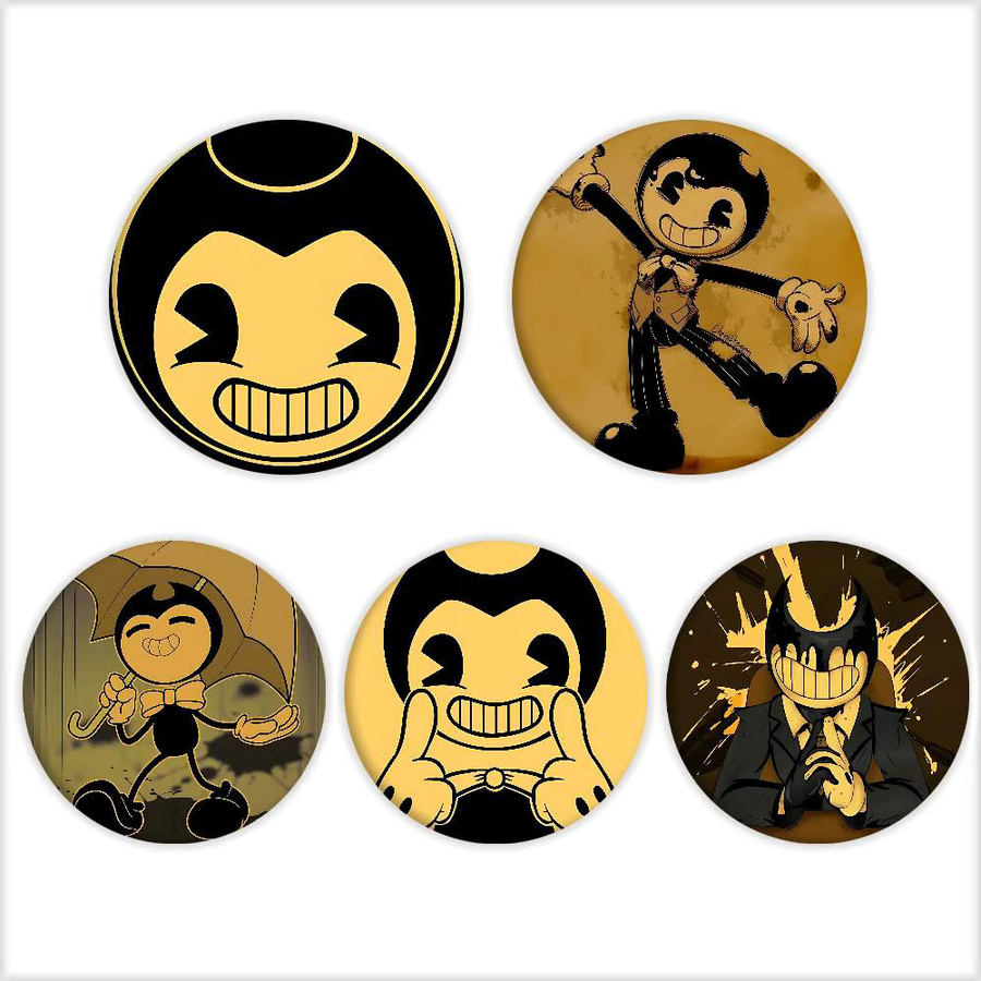 52TOYS Bendy And The Ink Machines Spielabzeichen, runde Brosche, Metall, Zubehör - Bild 5