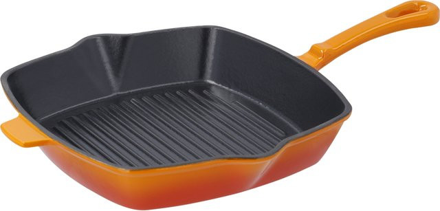 SILVERCREST Premium-Gusseisen-Grillpfanne, Farbe: Orange, Durchmesser: 24 cm - Bild 1