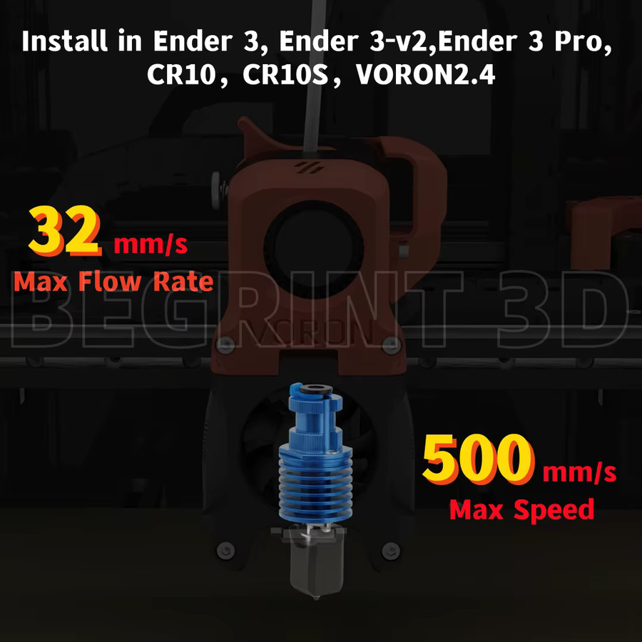 BEGRINT V6 Hotend Kit Hochgeschwindigkeits-Druckkopf mit Hi-End-Extruder J-Kopf für Ender 3, Ender 3 Pro, Ender 3 V2, CR10 und VORON 2.4 in Blau - Bild 2