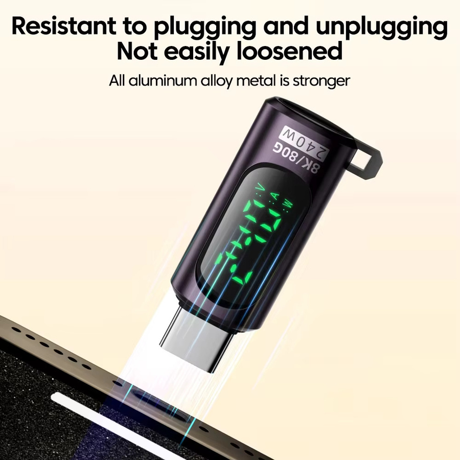 NNBILI PD240W USB C OTG Adapter mit Digitalanzeige und Schnellladung, Dual Typ C Anschluss, 80 Gbit/s, Farbe: Purple - Bild 4