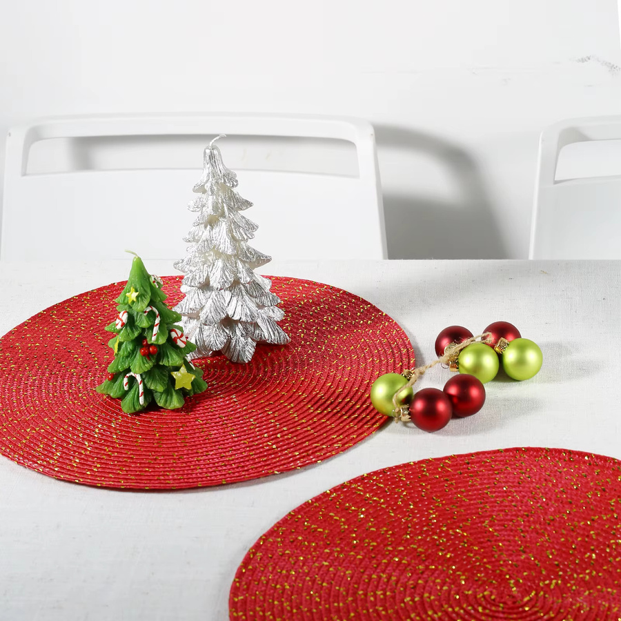 6er Set Runde Weihnachtliche Tischsets von Tabletex in Rot, Rutschfest und Hitzebeständig, Durchmesser: 38 cm - Bild 2