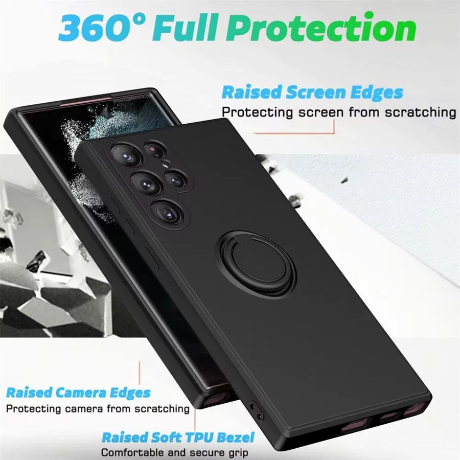 Silikonhülle mit 360-Grad-Fingerring für Samsung Galaxy S22 S23 S24 S25 Ultra in Rot oder Schwarz - Bild 6