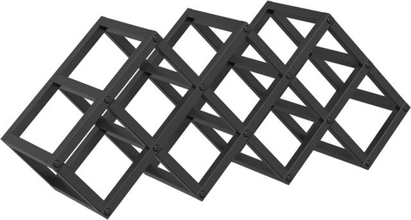 vidaXL Weinregal in Schwarz, modernes Design aus pulverbeschichtetem Stahl, B/T/H: 63 x 16,5 x 25 cm