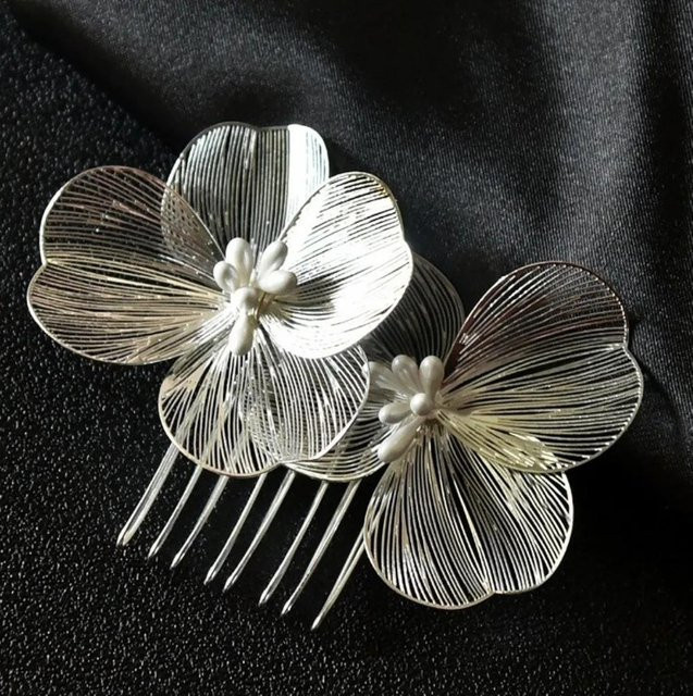 YULIN Haarspangen Blume, silber, Damen - Bild 1