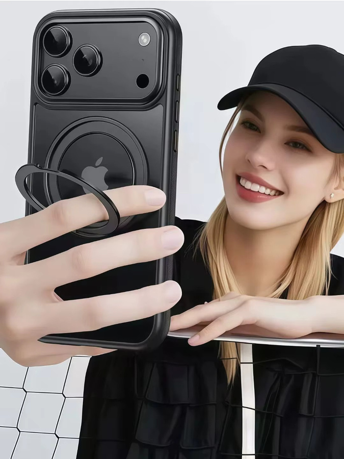 Magnetische Schutzhülle für Apple iPhone 17-Serie mit 360 Grad drehbarem Ständer und integrierten Knöpfen in Transparent - Bild 7