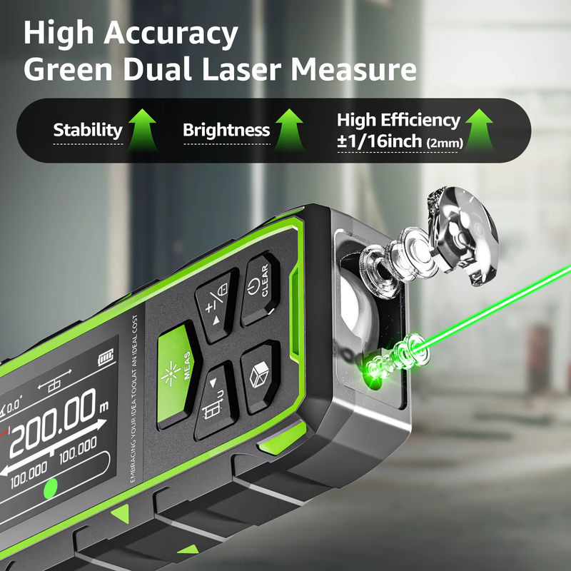 Huepr Dual Green Laser-Entfernungsmesser mit LCD-Display und hoher Genauigkeit, Farbe: Grün - Bild 2