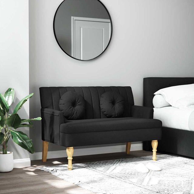 vidaXL Sitzbank mit Kissen in Schwarz im Antik-Stil mit vertikalem Linienmuster, B/T/H: 113 x 64,5 x 75,5 cm - Bild 2