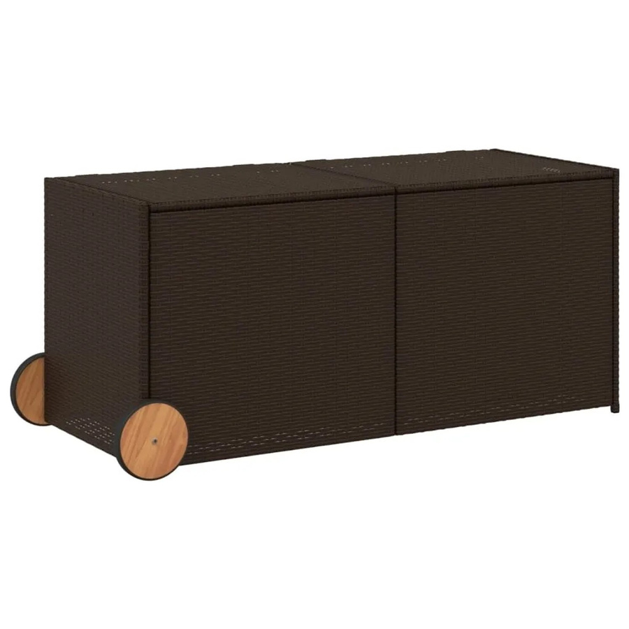 Furnicato Gartentruhe aus Poly Rattan und Akazienholz in Braun mit Rollen und 283l Volumen - Bild 2