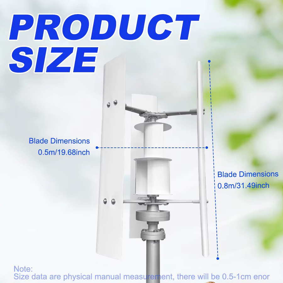 SMARAAD Vertikale Windturbine in Weiß mit 5-kW-Drehstromgenerator und 10-kWh/Tag Leistung für das Off-Grid-System im Hausgebrauch - Bild 3