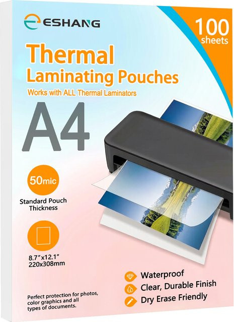 ESHANG A4 Laminierhüllen, 100er-Pack, transparent, 22 x 30,7 cm - Bild 1