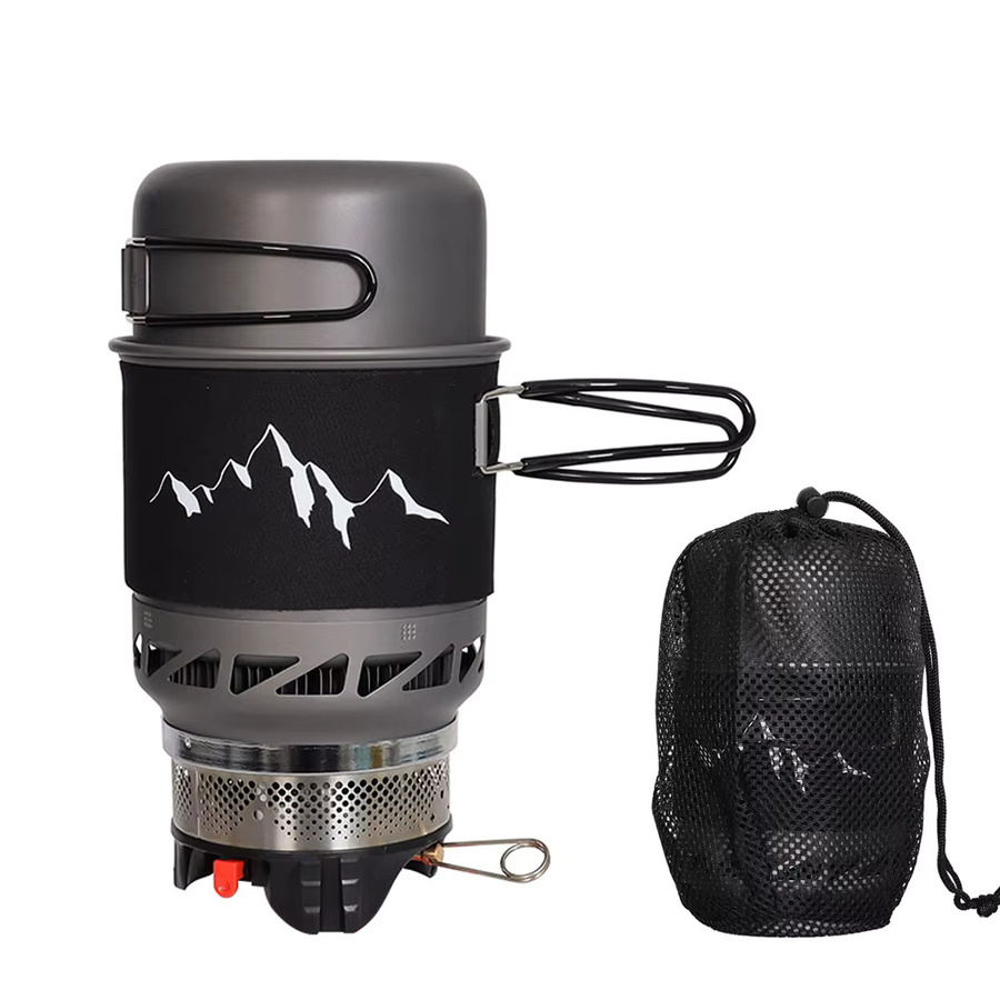 LIXADA Camping-Kochgeschirr Set aus Edelstahl mit Saucepan in Schwarz - Bild 2