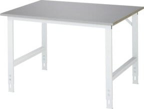 Rau Arbeitstisch Tom höhenverstellbar mit Edelstahlbelag in Silber/Lichtgrau, B: 125 cm, T: 100 cm, H: 76-108 cm - Bild 1